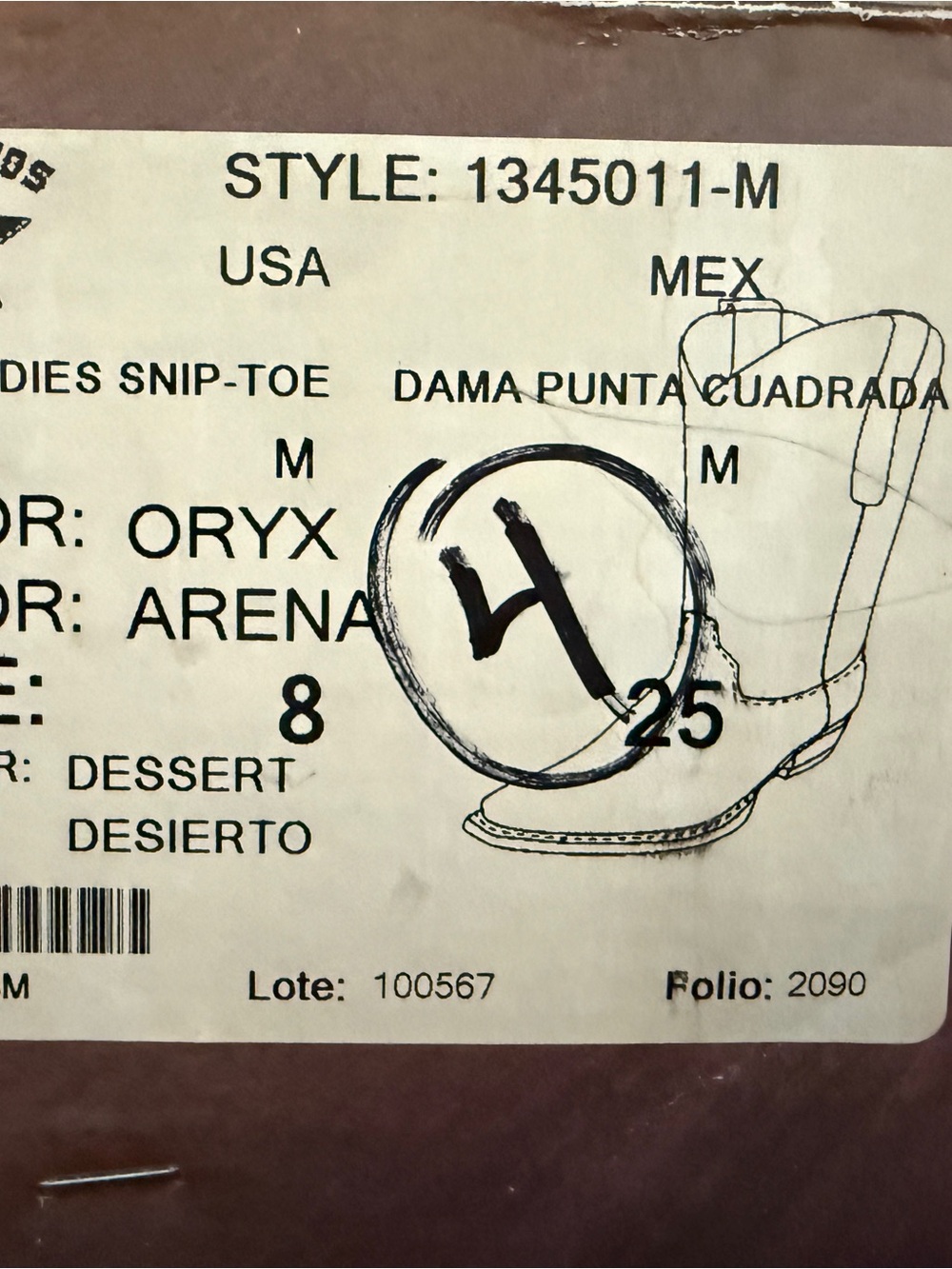 Western Snip-Toe Boot - Oryx Arena (Desert)